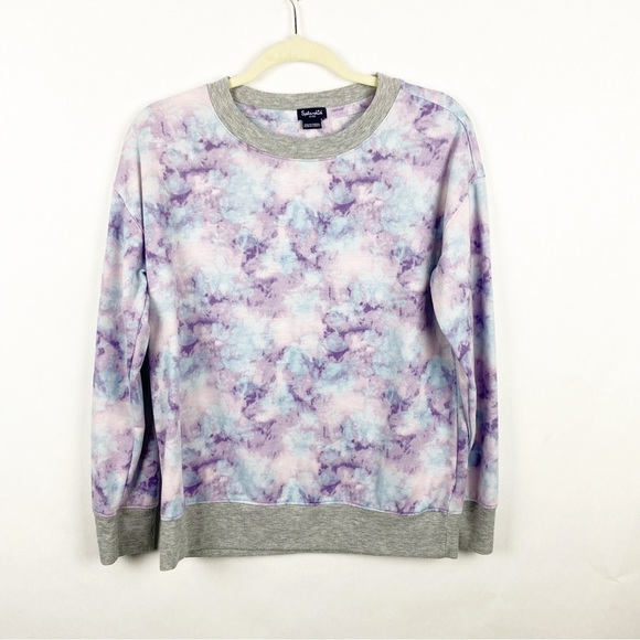 Splendid Womens Tie Dye Crewneck Sweatshirt Purple Blue Size Small Pullover - Picture 1 of 6